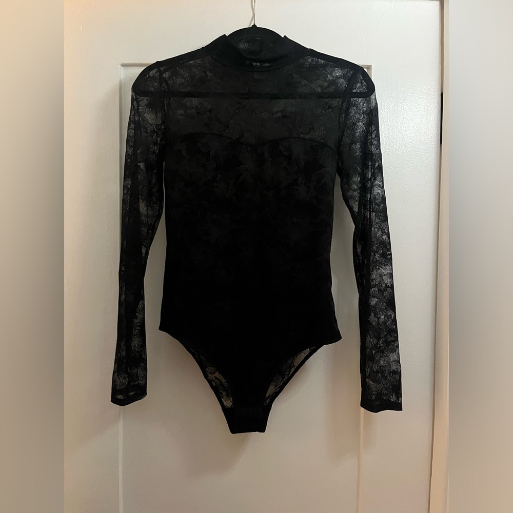 Black Lace Long Sleeve Bodysuit